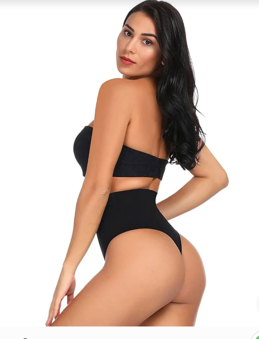 Black Hi Waist Seamless Thong Shape wear