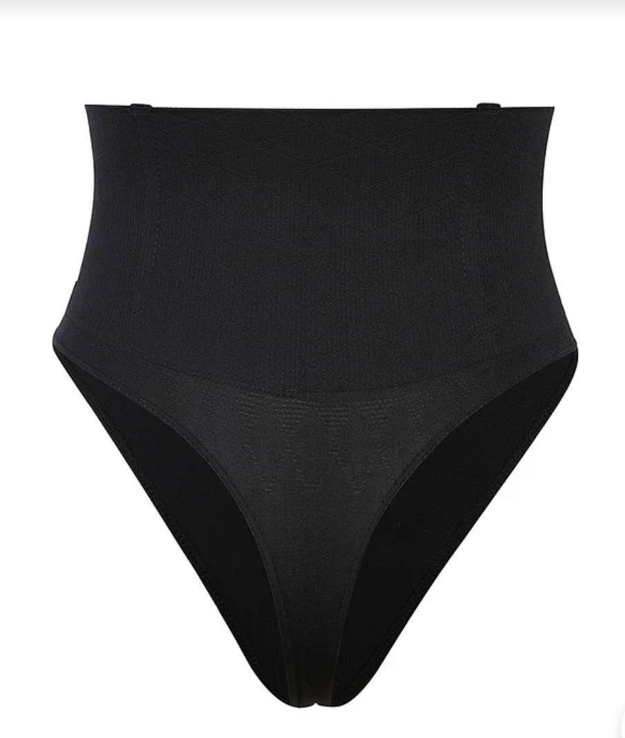 Black Hi Waist Seamless Thong Shape wear